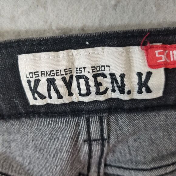 Kayden K. Jeans men's 34x32 skinny straight black stretch denim pants - Picture 10 of 12